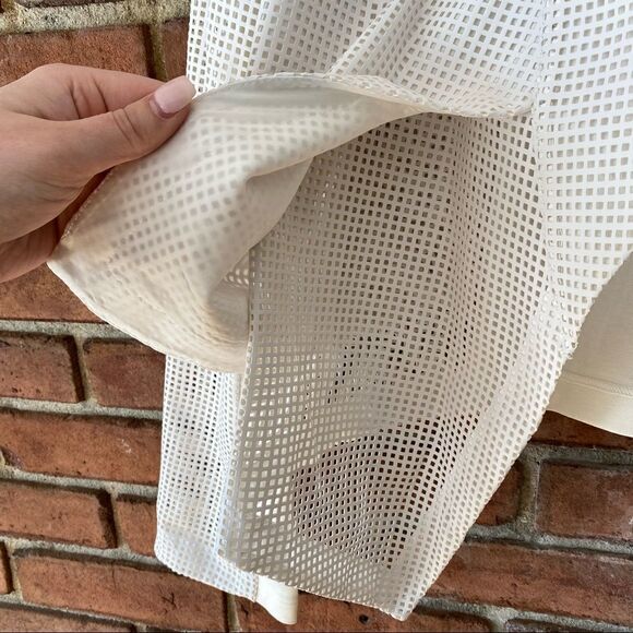 Chico's Layered See-Through Square Print Mesh Blazer White Size 1 - Picture 3 of 12